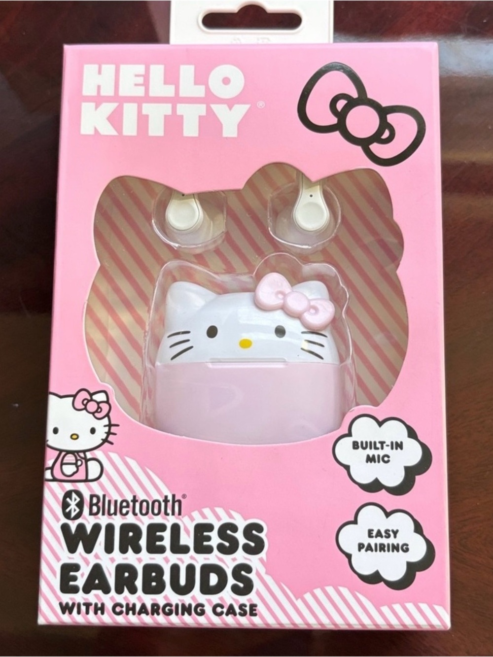 Hello Kitty White & Pink Wireless Bluetooth Earbuds with Character Charging Case